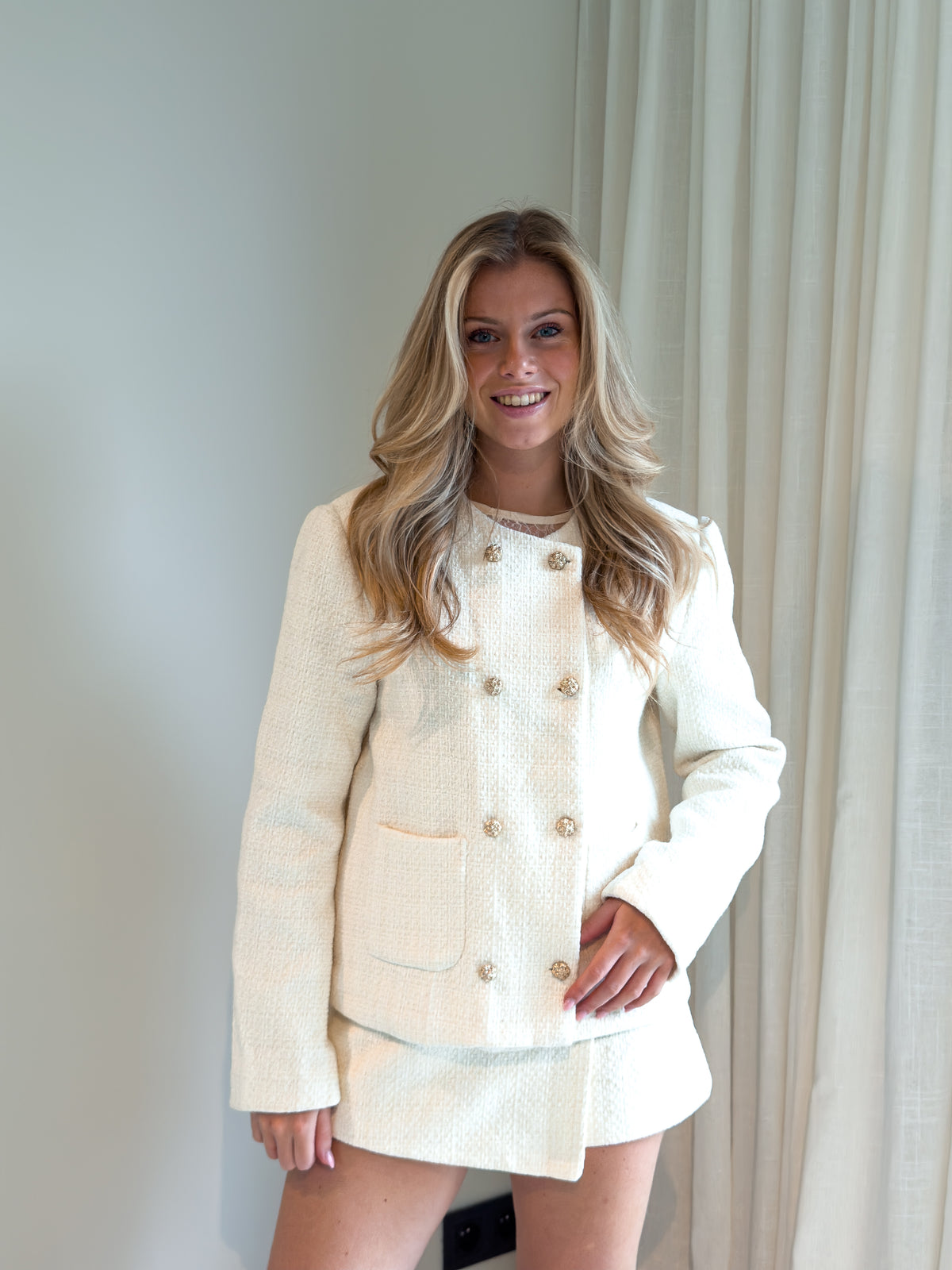 The Juliette Tweed Blazer - Vanilla Cloud