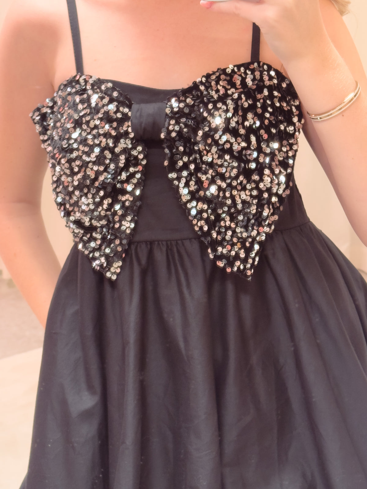 The Fay Bow Dress – Shimmer Noir