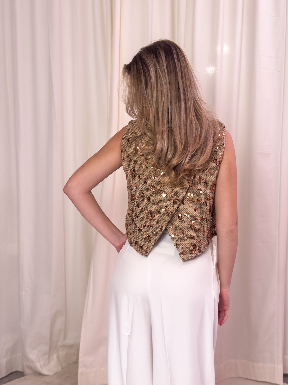 The Maëlle Sequin Top - Champagne Glow