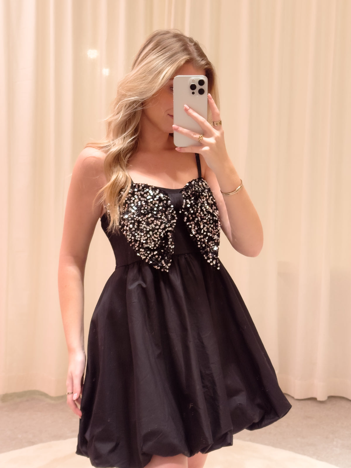 The Fay Bow Dress – Shimmer Noir