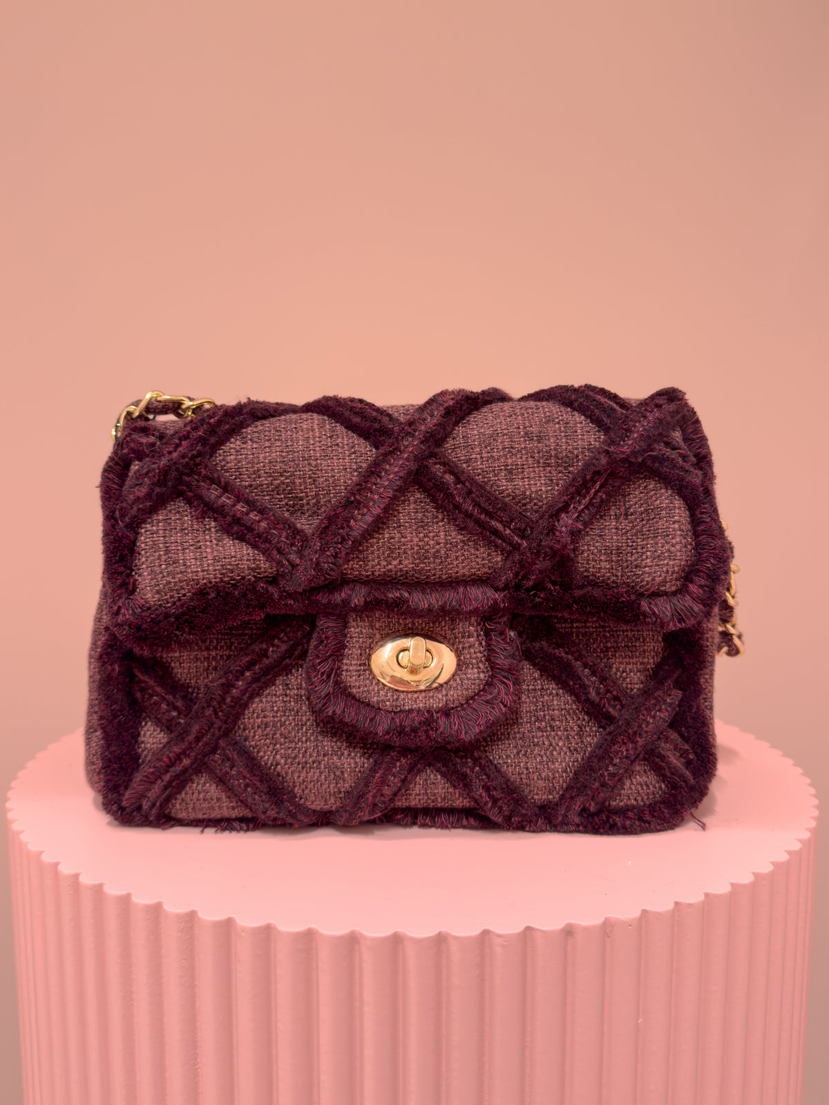 The Giselle Bag - Burgundy Tweed
