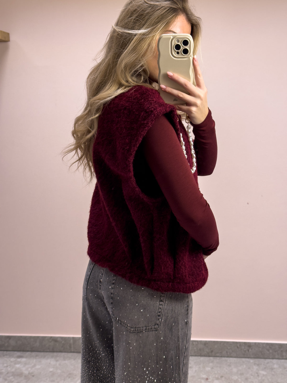 The Amy Wool Gilet - Burgundy Glow