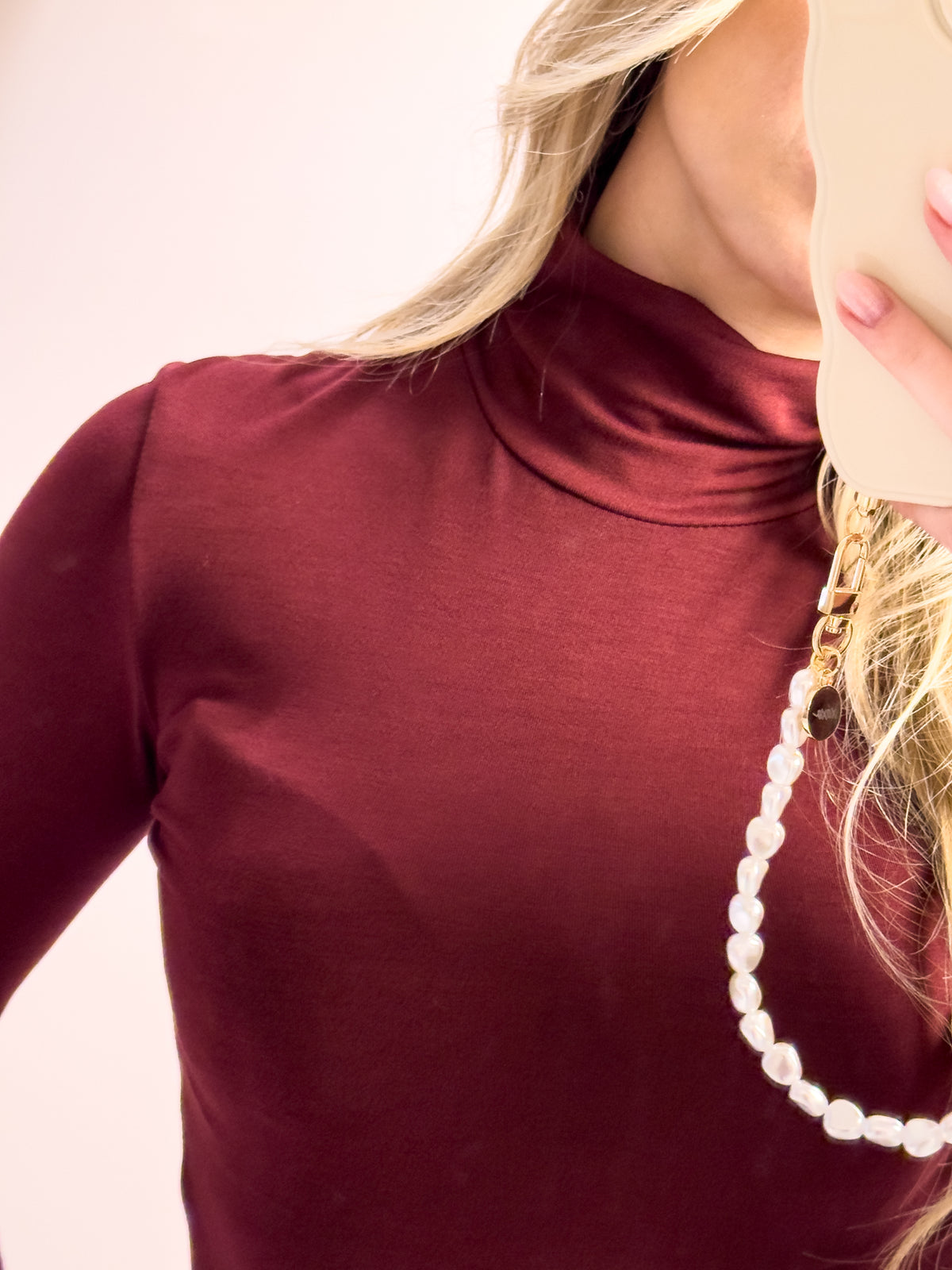 The Julie Turtleneck Top - Burgundy Allure