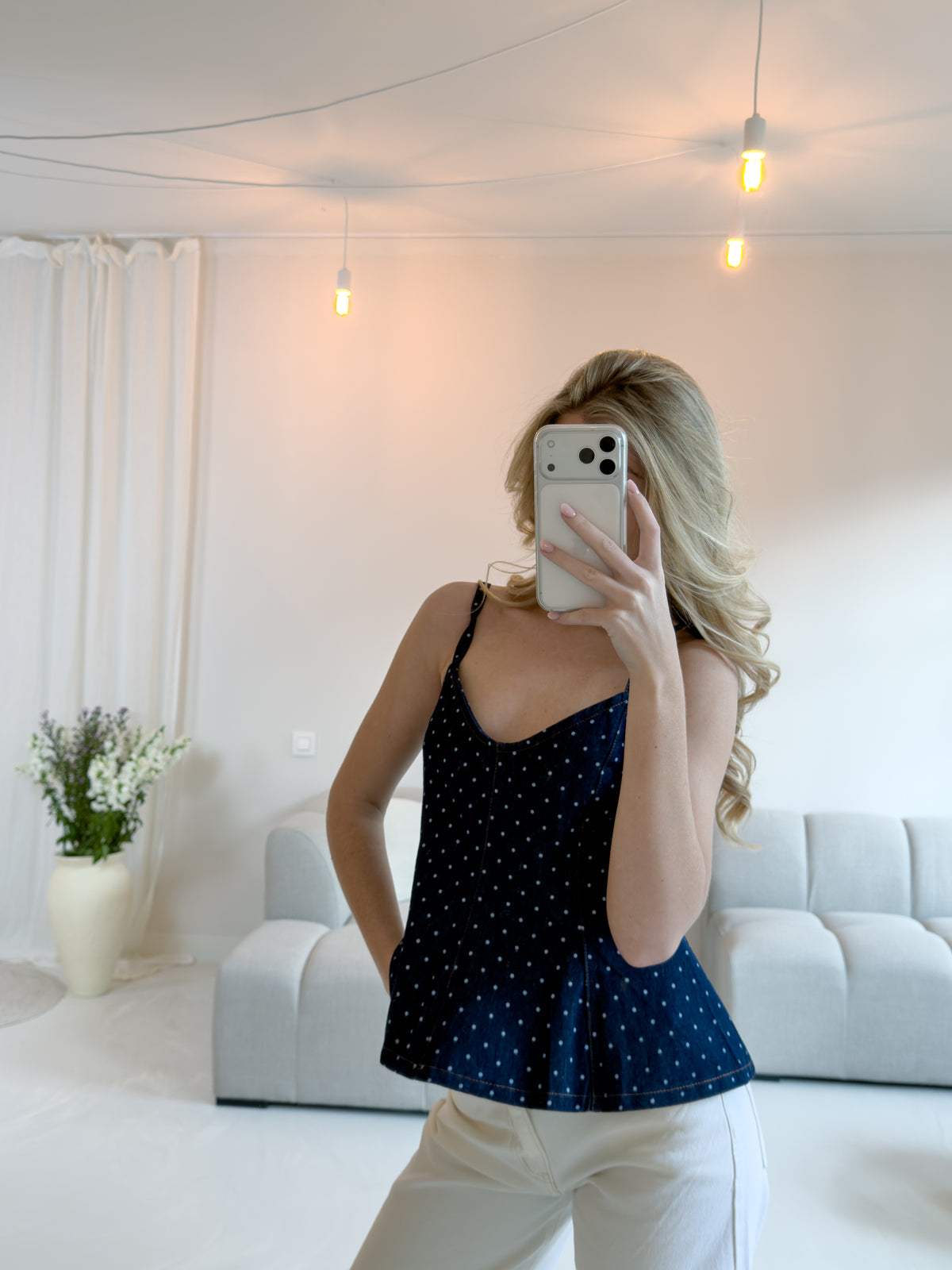 DENIM LIO POLKA DOT TOP