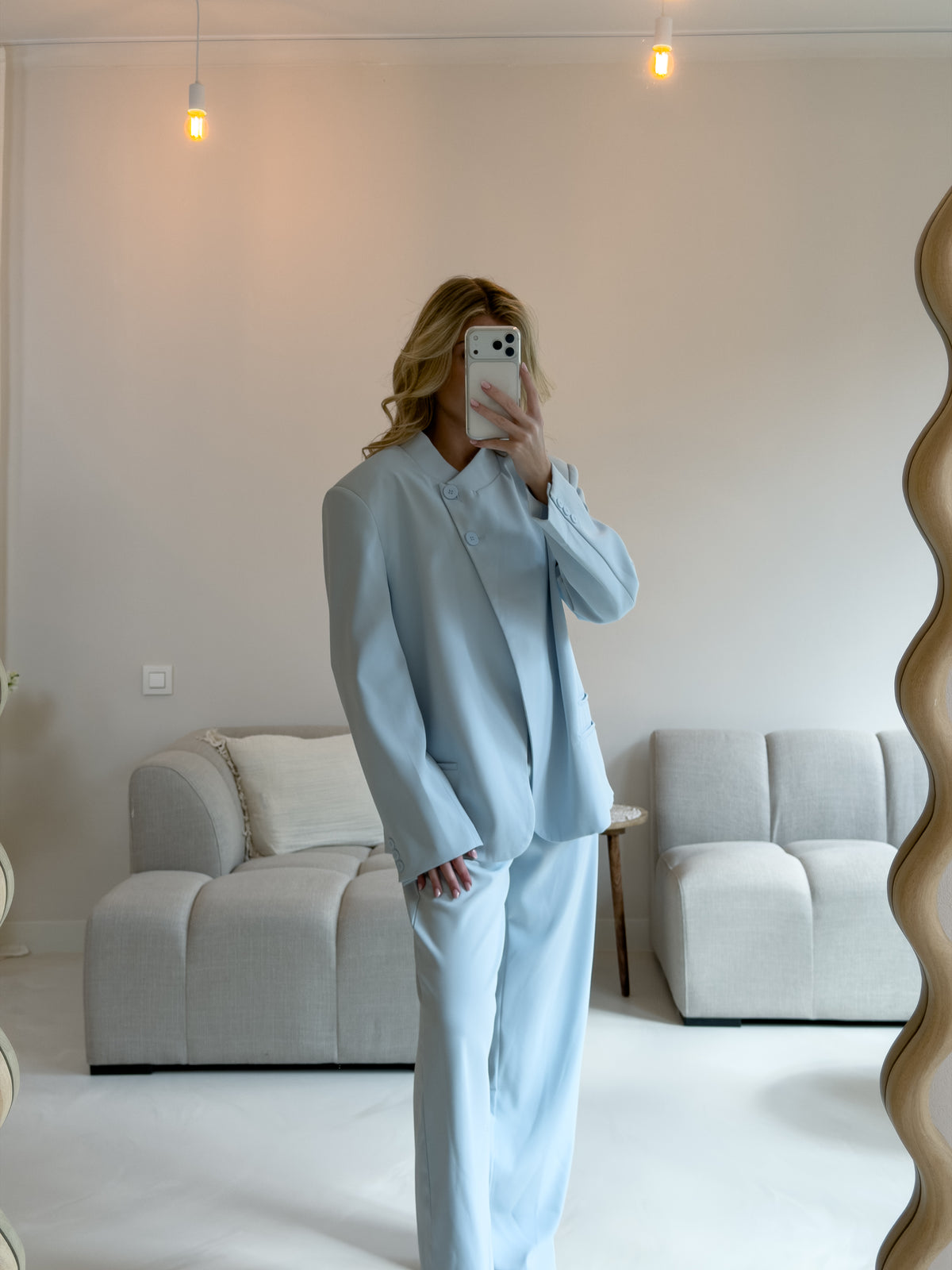 SOFT BLUE WIDE LEG PANTS