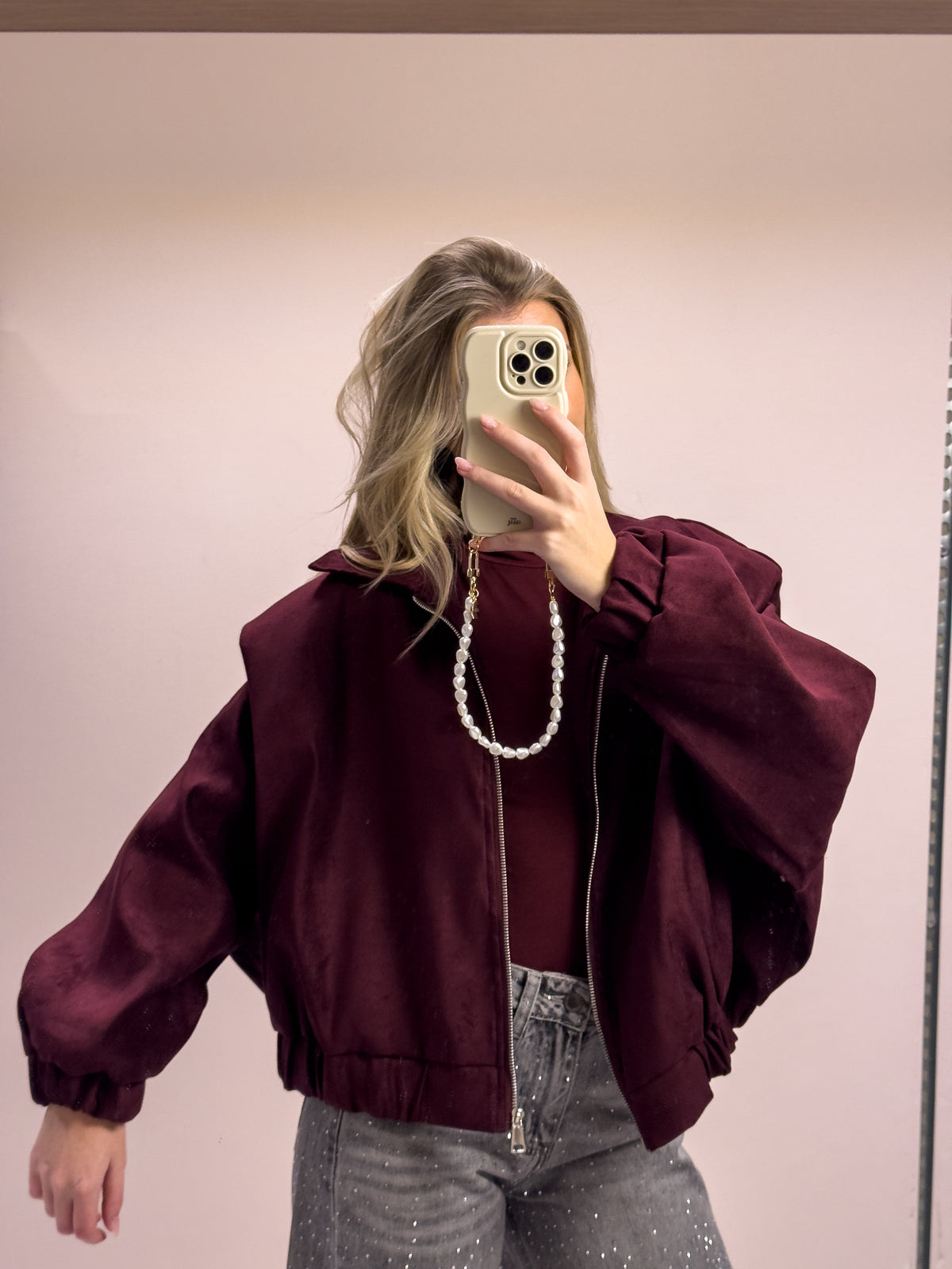 The Sofia Suede Jacket - Burgundy Glow