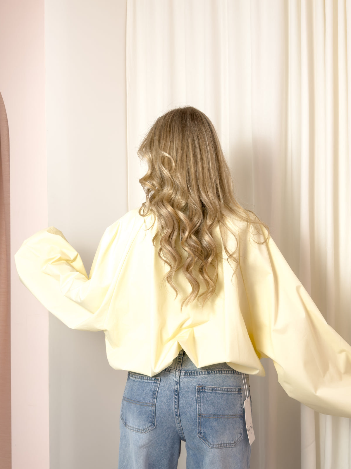 SOFT YELLOW BALLOON SLEEVE BLOUSE