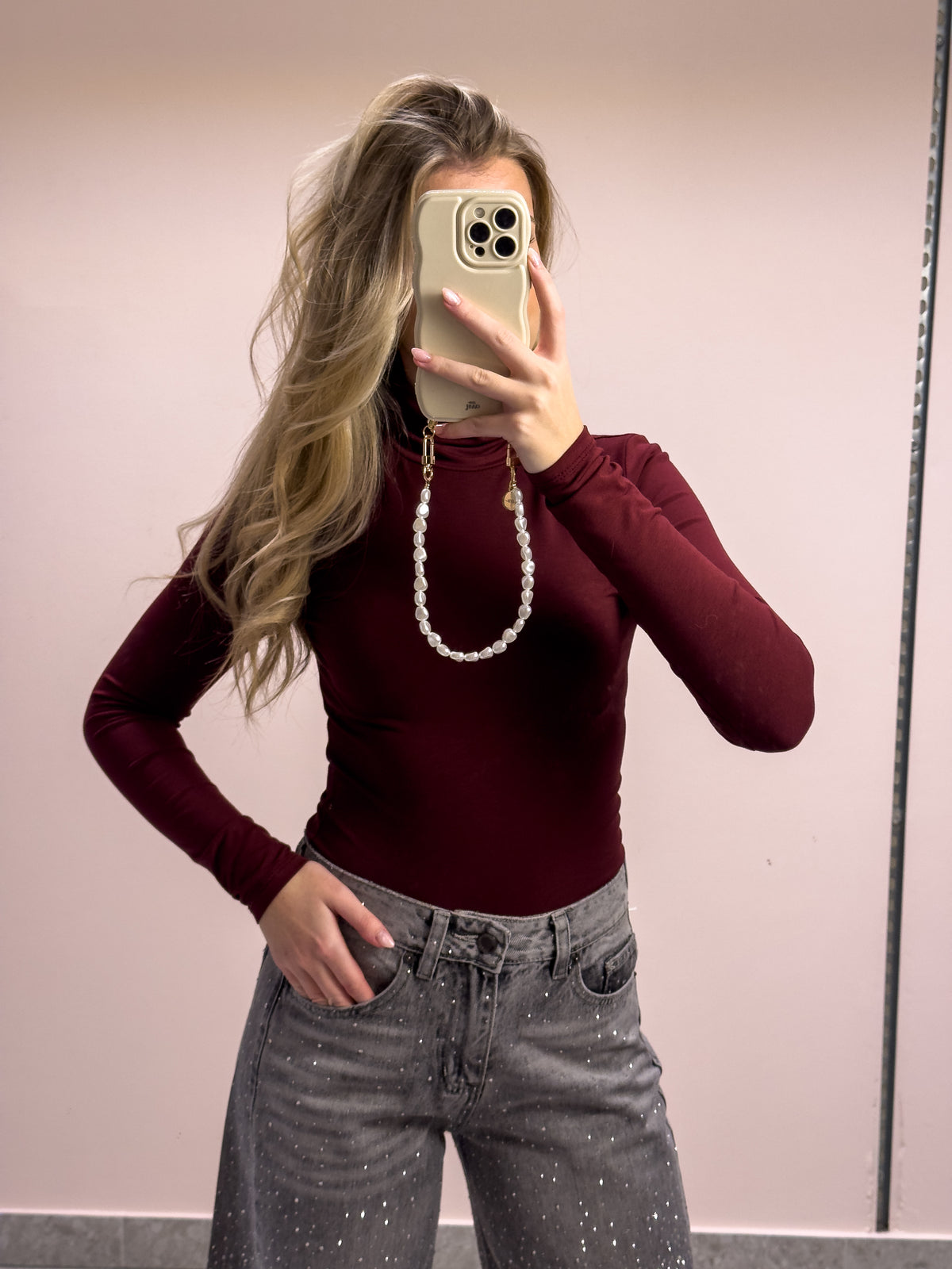 The Julie Turtleneck Top - Burgundy Allure