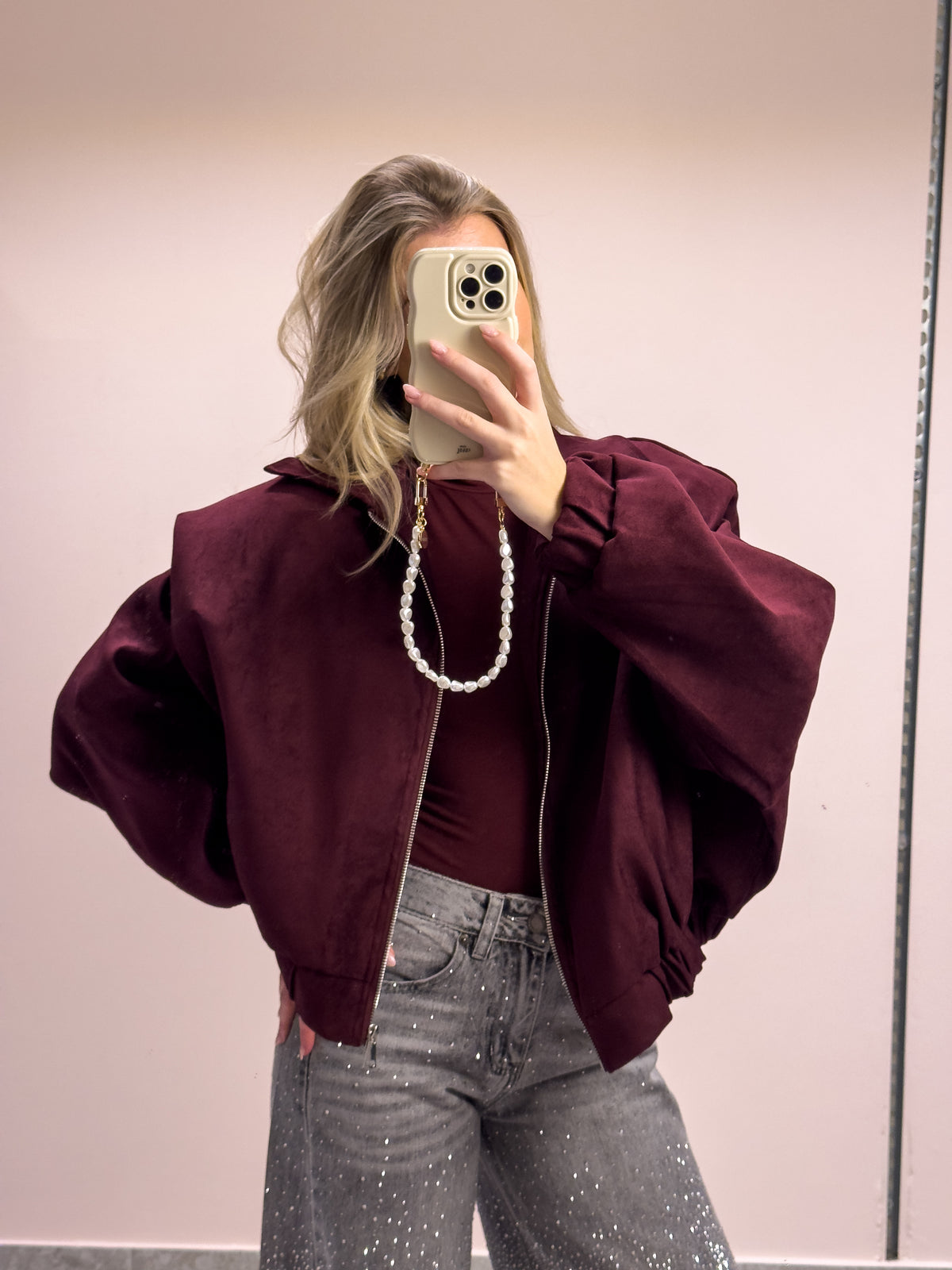 The Sofia Suede Jacket - Burgundy Glow