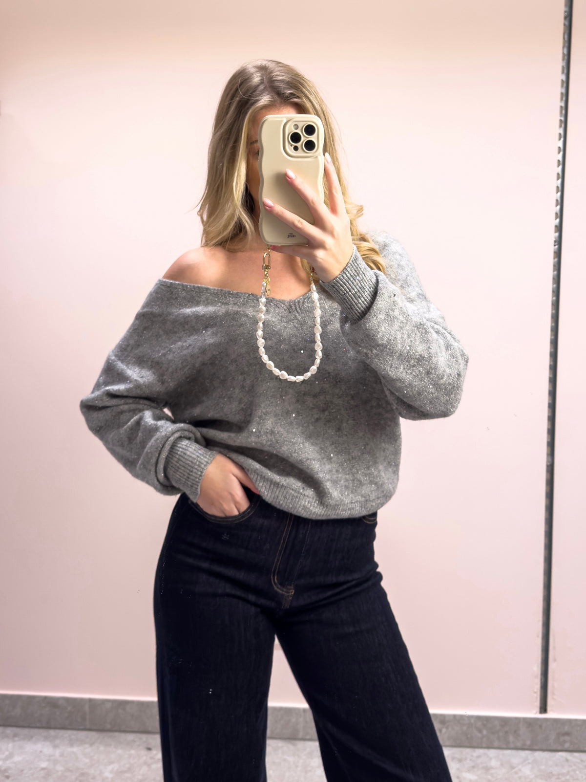 The Margot Glitter Sweater - Grey Shimmer