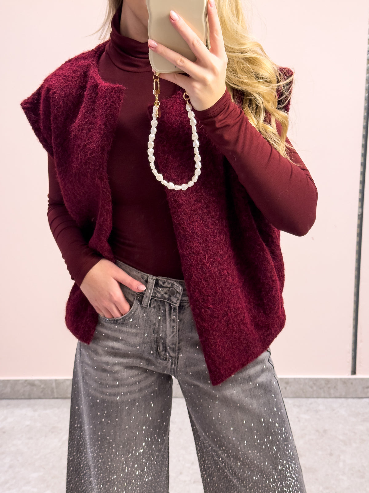 The Amy Wool Gilet - Burgundy Glow