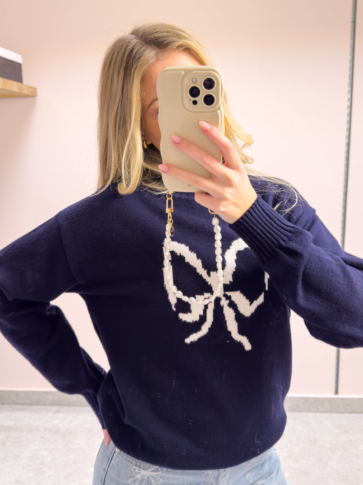The Colette Bow Sweater - Navy Dream
