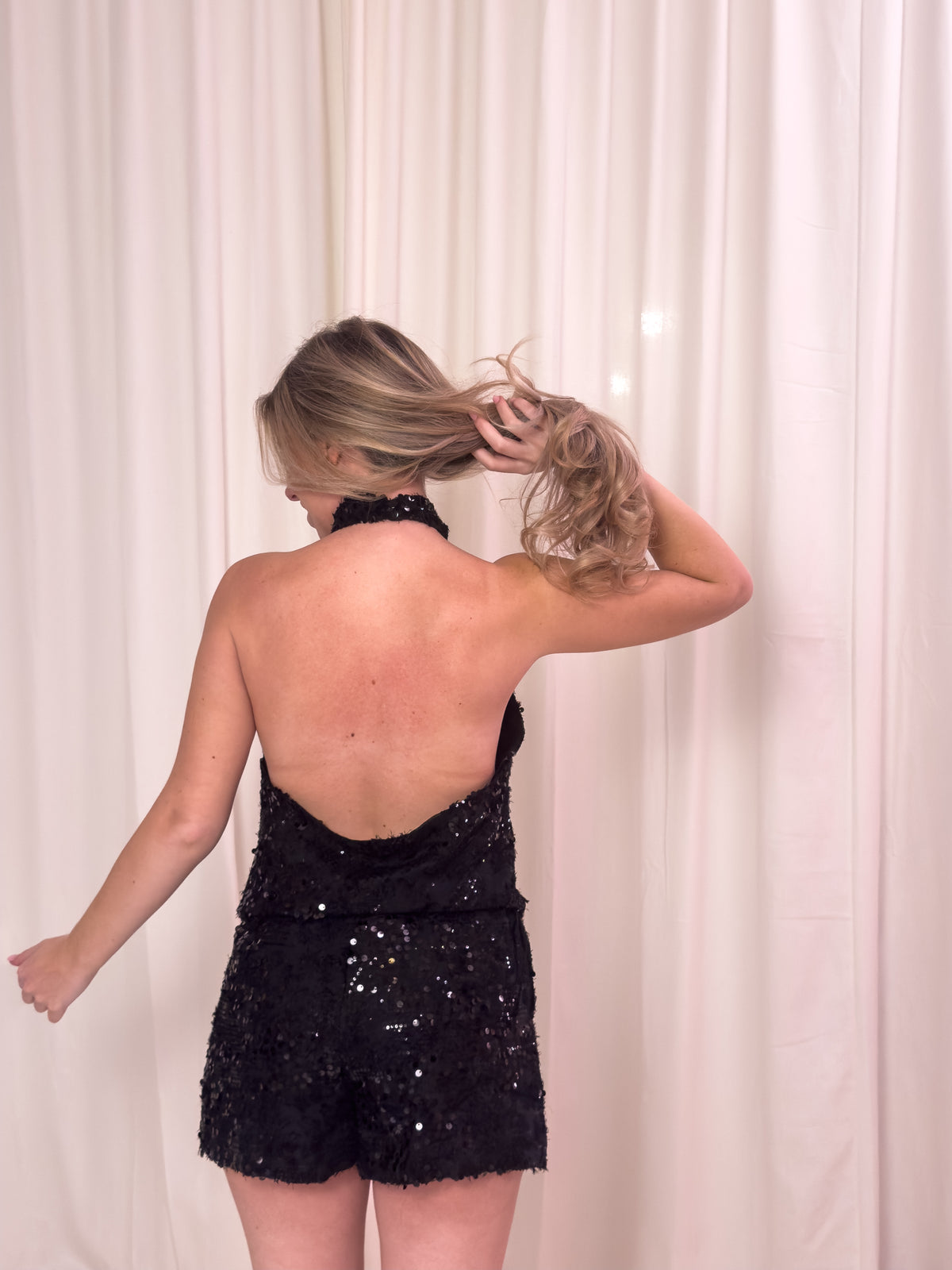 The Rune Sequin Top - Classic Black