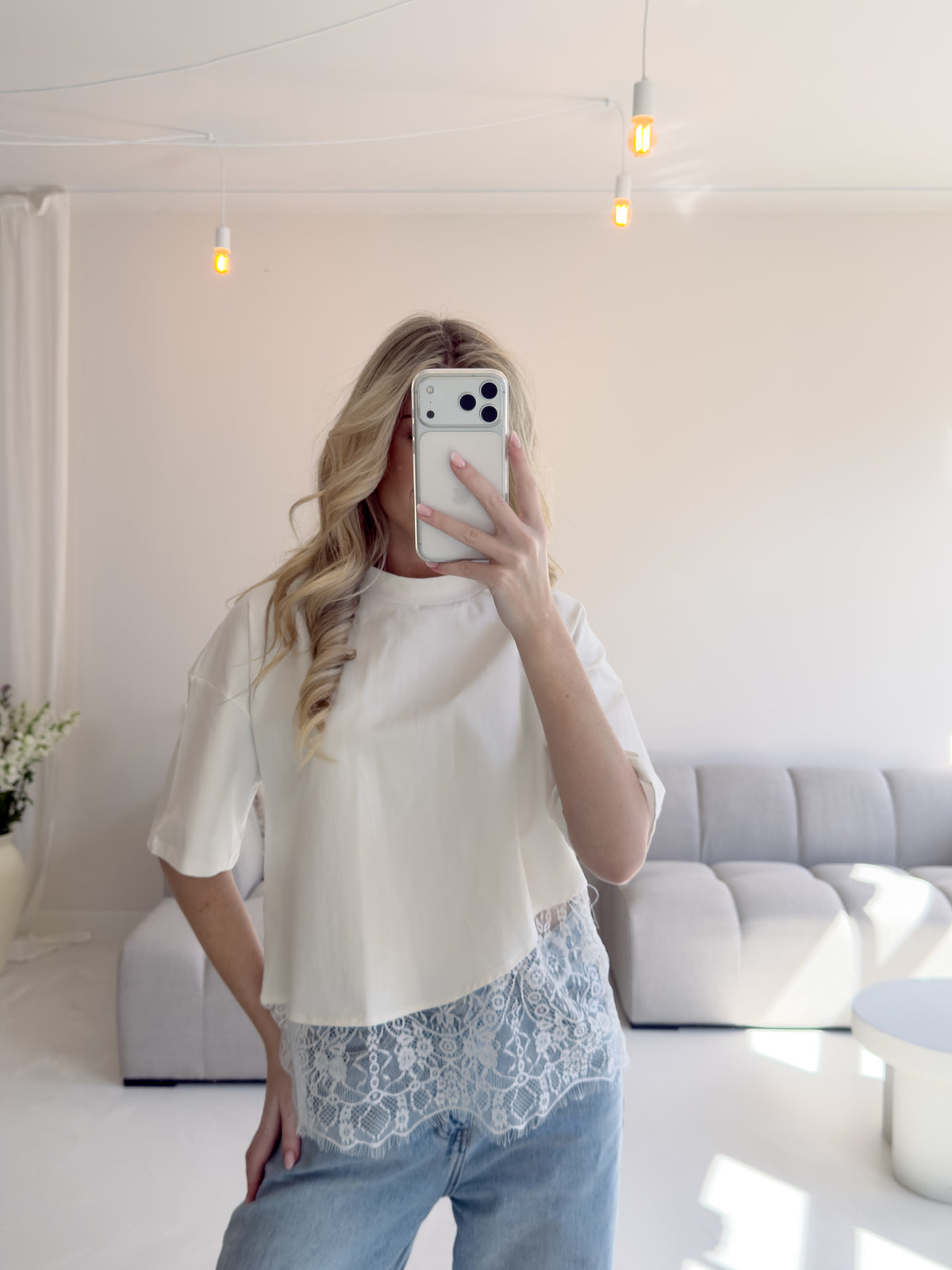 WHITE NOA LACE TEE